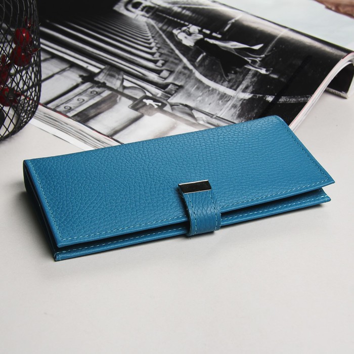 Кошелёк женский на кнопке, 2 отдела, отдел для монет, бирюзовый флотер