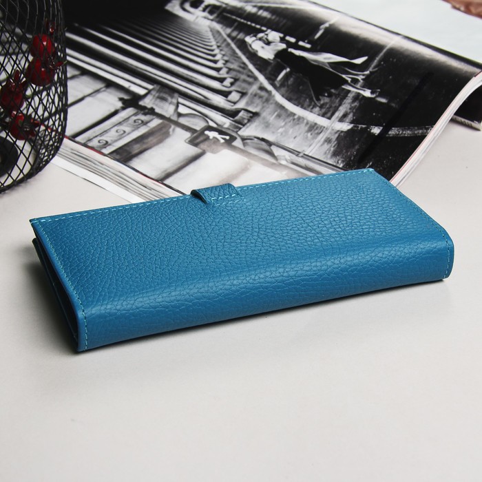 Кошелёк женский на кнопке, 2 отдела, отдел для монет, бирюзовый флотер