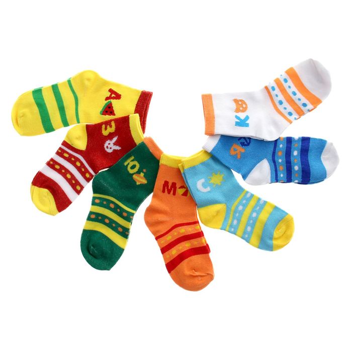 ПОДАРОК Носки детские неделька "Collorista" Алфавит 7 шт, р-р L/12 см, ПОДАРОК