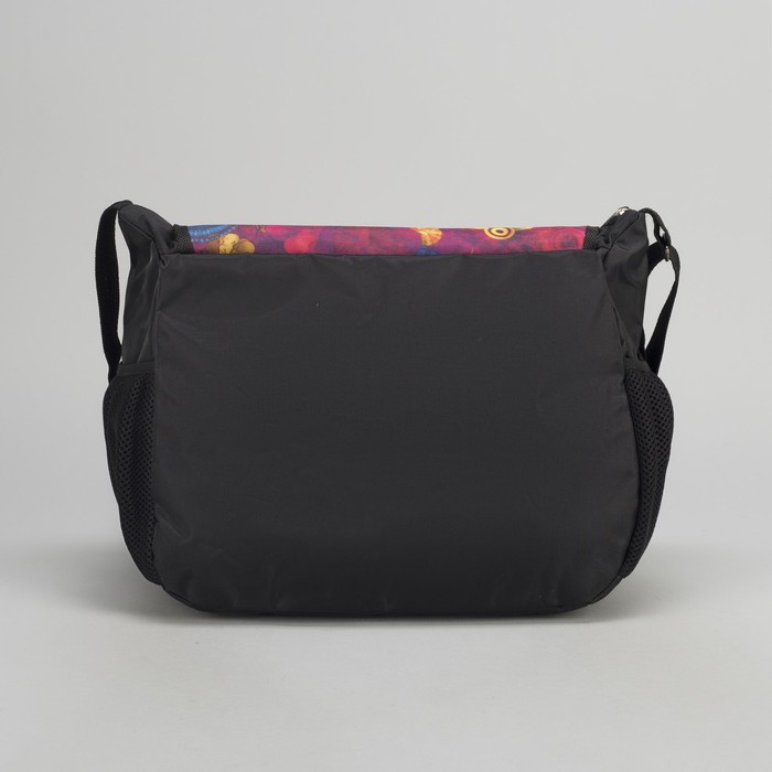 Сумка молодёжная "Цветы", 1 отдел, 2 наружных кармана, цвет чёрный/разноцветный