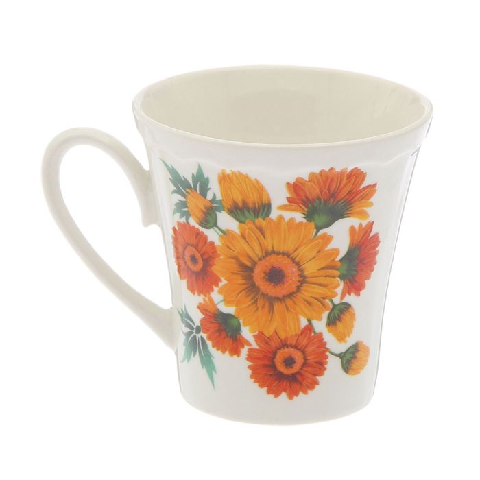 Кружка 300 мл "Марго" цветы, деколь, микс