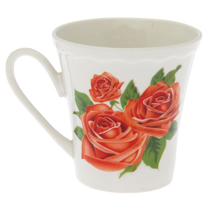 Кружка 300 мл "Марго" цветы, деколь, микс