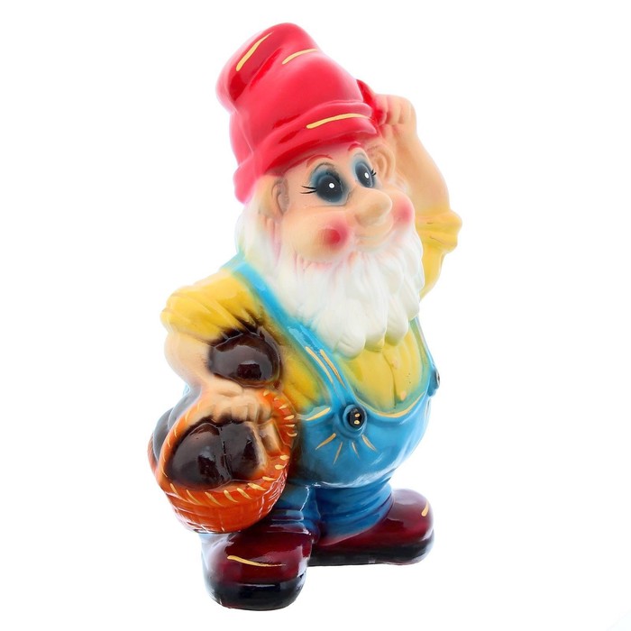 Садовая фигура "Гном с корзиной", малый, микс, 41 см