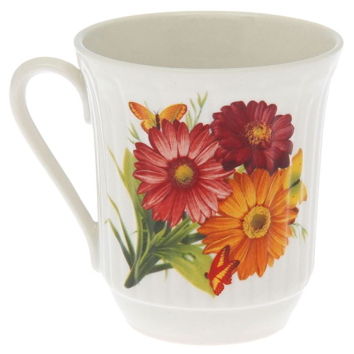 Кружка 250 мл "Агата" цветы, деколь