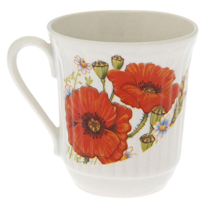 Кружка 250 мл "Агата" красный мак, деколь
