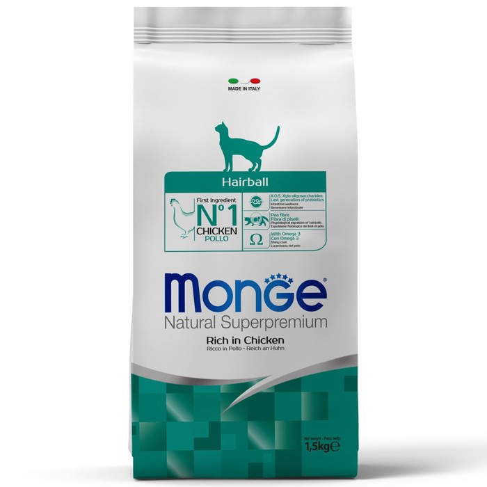 

Сухой корм Monge Cat Hairball для кошек, для выведения шерсти, 1,5 кг