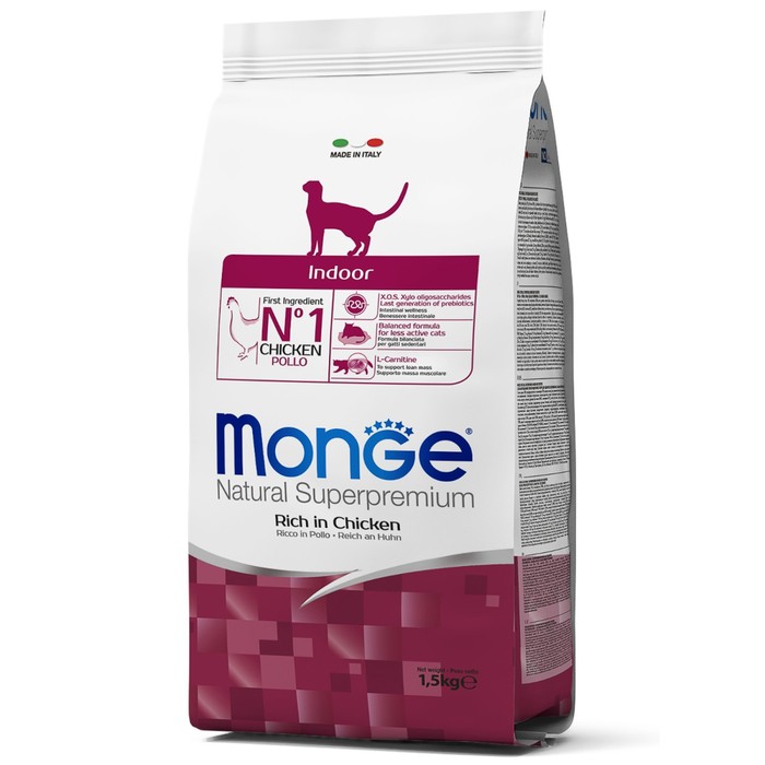 

Сухой корм Monge Cat Indoor для домашних кошек, 1,5 кг.