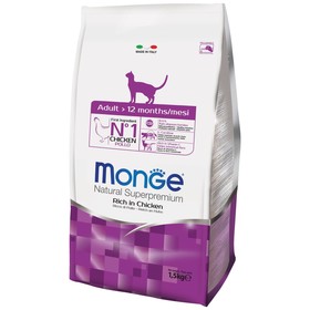 

Сухой корм Monge Cat для взрослых кошек, курица, 1,5 кг