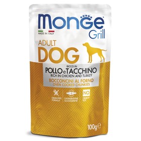 

Влажный корм Monge Dog Grill Pouch для собак, курица с индейкой, пауч, 100 г