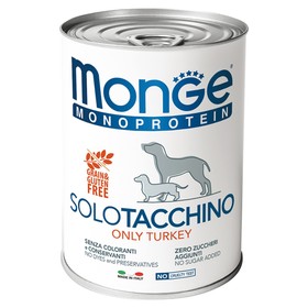 

Влажный корм Monge Dog Monoproteico Solo для собак, паштет из индейки, ж/б, 400 г
