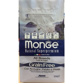 

Сухой корм Monge Dog GRAIN FREE для собак, анчоусы/картофель/горох, 2,5 кг.