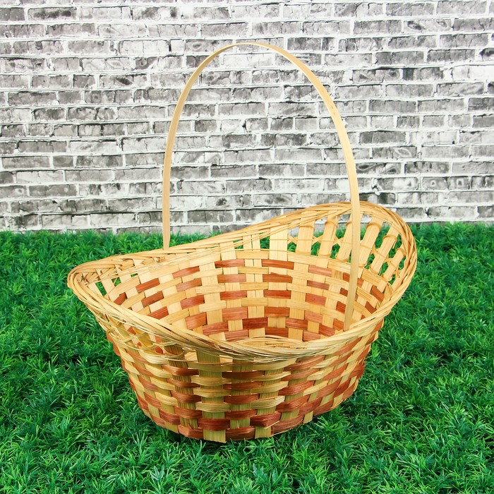 Корзина «Плетёнка», для шампанского, плетеная, с ручкой, 36х28 см, Н=14,5/10 см