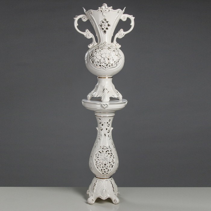 Ваза напольная "Ромашка" белая. резка