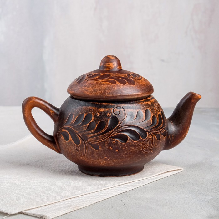 фото Чайник для заварки "лотос", декор, красная глина, 0.6 л, микс