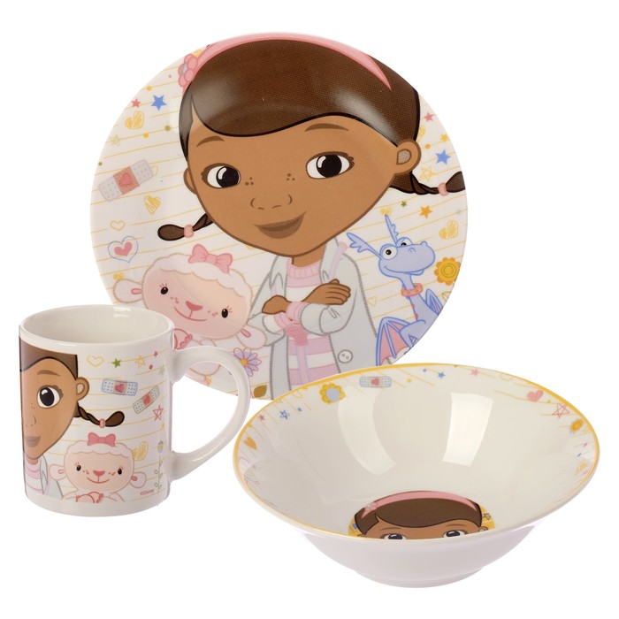 Набор "Доктор Плюшева". 3 предмета: кружка 210 мл, миска d=18 см, тарелка d=19 см, в подарочной упаковке