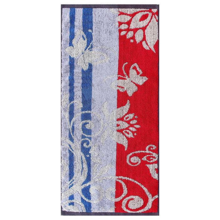 Полотенце махровое пестротканное, вензель синий, размер 47х90 см, хлопок 420 г/м2