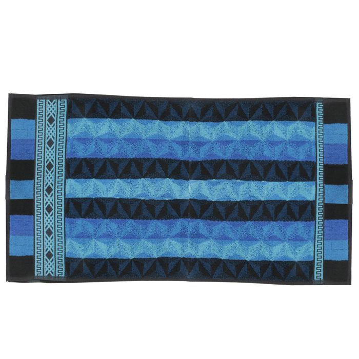 Полотенце махровое пестротканное, зиг-заг синий, размер 30х70 см, хлопок 420 г/м2