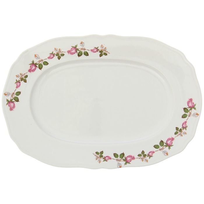 Блюдо "Роза" малое, белое, с деколью