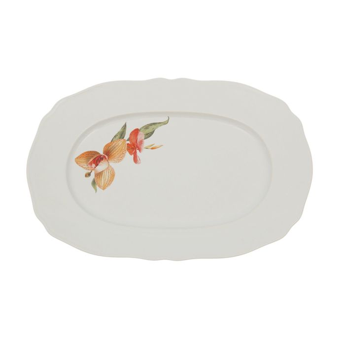 Блюдо "Роза" малое, белое, с деколью