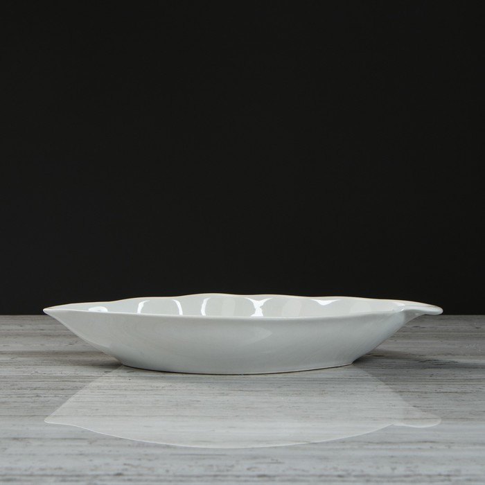 Блюдо "Гребешок" средний, белый с деколью