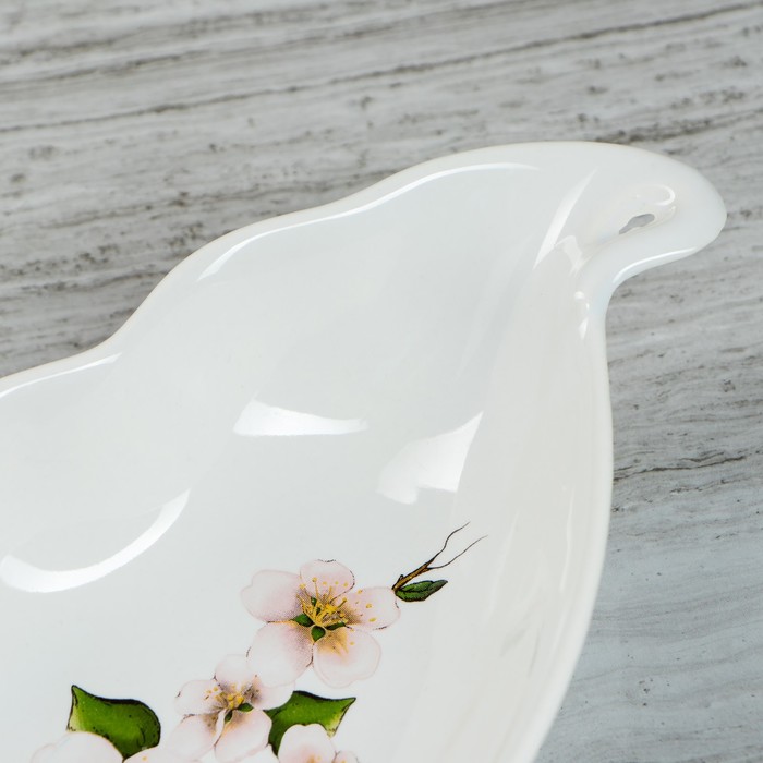 Блюдо "Гребешок" средний, белый с деколью