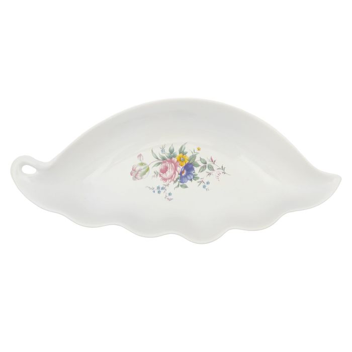 Блюдо "Гребешок" средний, белый с деколью