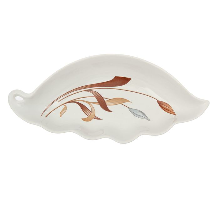 Блюдо "Гребешок" средний, белый с деколью