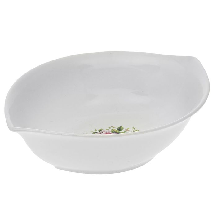 Блюдо "Лодочка" глубокая, белая, с деколью