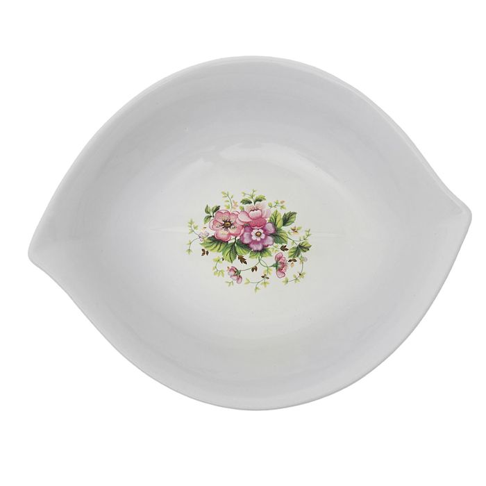 Блюдо "Лодочка" глубокая, белая, с деколью