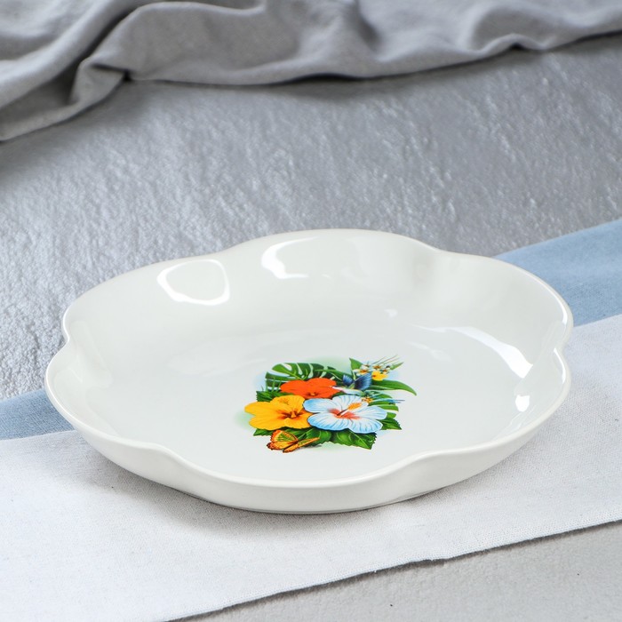 Тарелка "Ромашка" белая, с деколью, микс