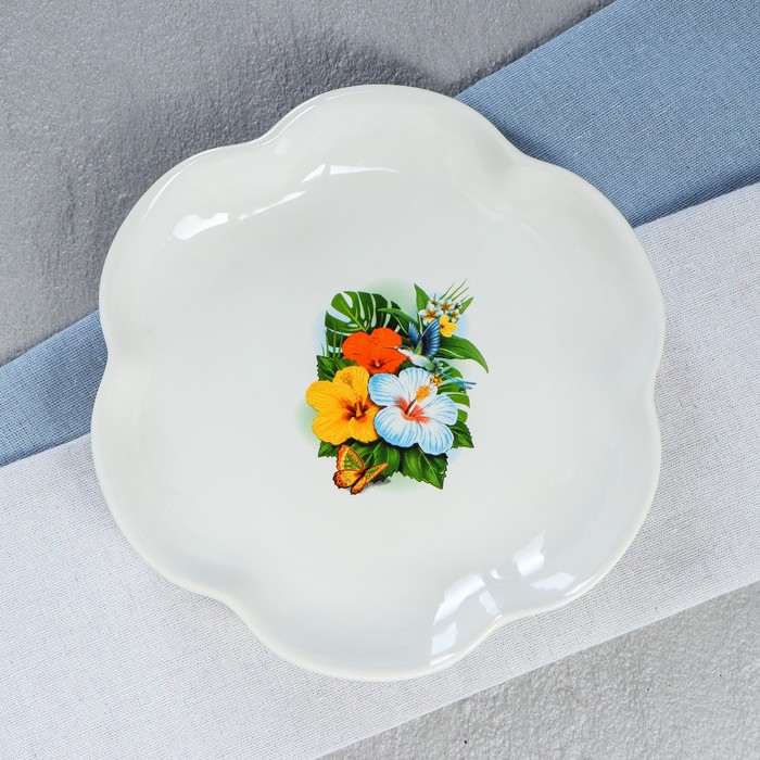 Тарелка "Ромашка" белая, с деколью, микс
