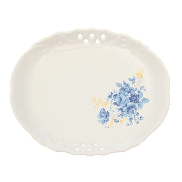 Тарелка "Ажур" белая, с деколью, микс