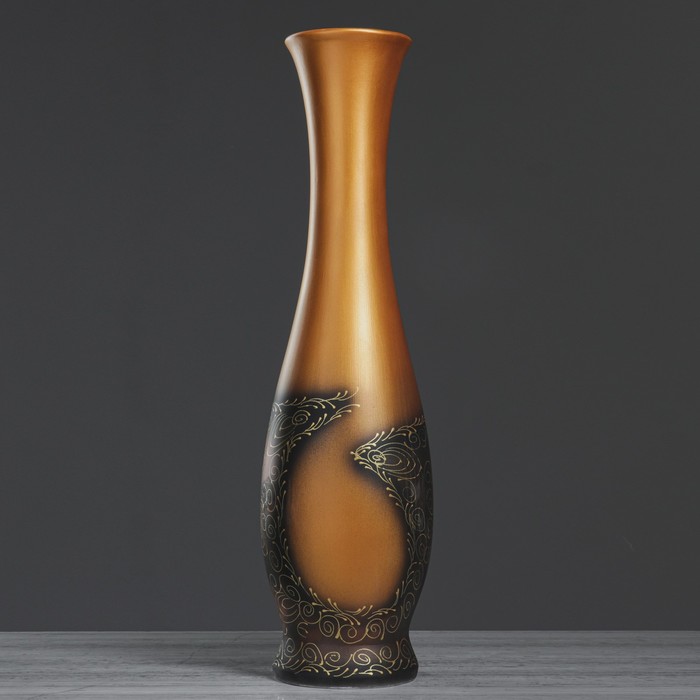 Ваза напольная "Грация" акрил, оформление, хохлома, оранжевая