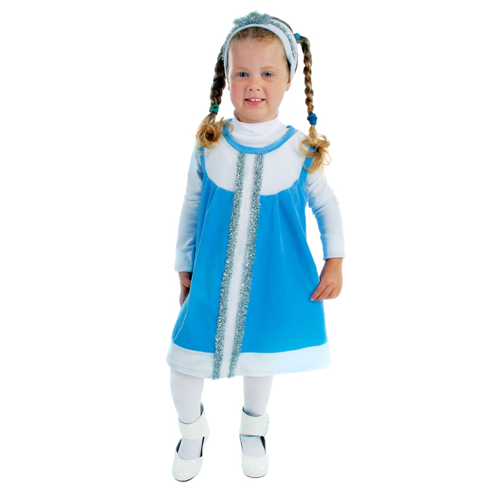 Карнавальный костюм "Снегурочка", велюр, 2 предмета: сарафан, повязка, рост 98 см