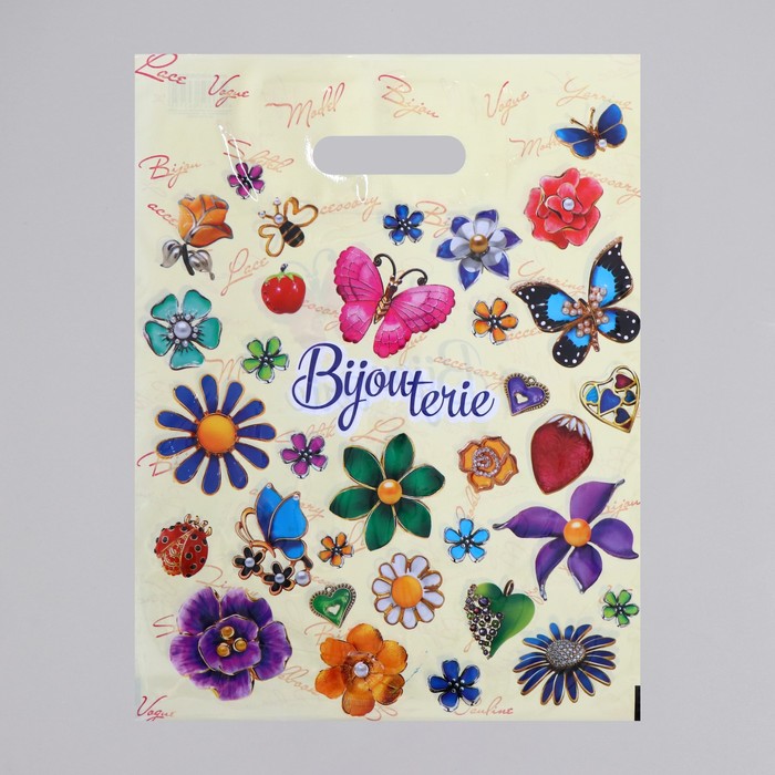 Пакет "Бижутерия", полиэтиленовый с вырубной ручкой, 31х40 см, 60 мкм