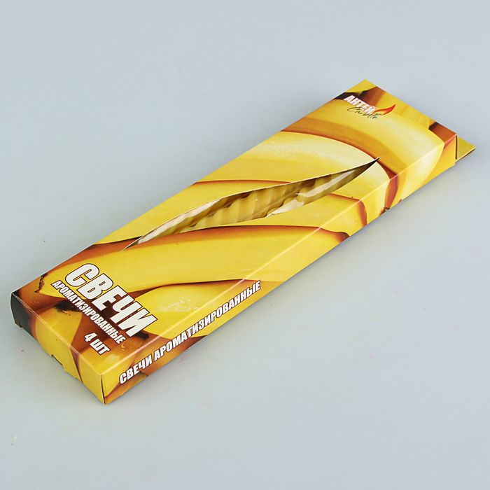 Набор свечей витых ароматических "Банан", 4 штуки