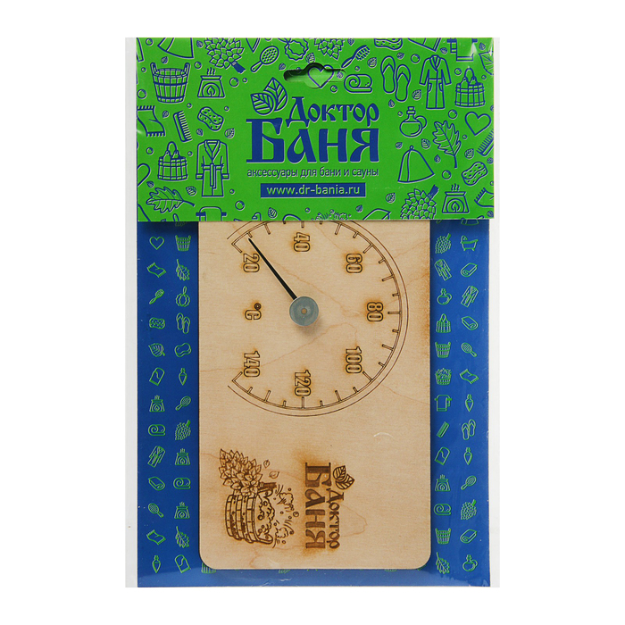 Деревянный термометр для сауны прямоугольный,