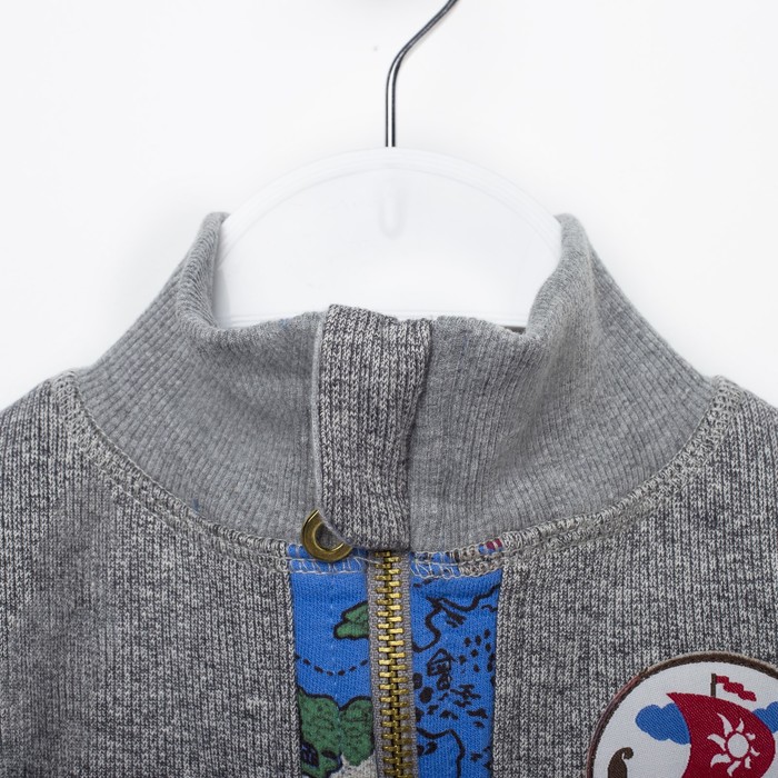 Джемпер (толстовка) для мальчика, рост 68 см (44), цвет синий/серый