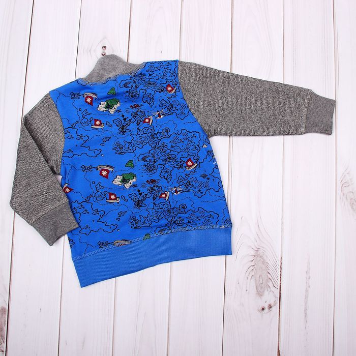 Джемпер (толстовка) для мальчика, рост 68 см (44), цвет синий/серый