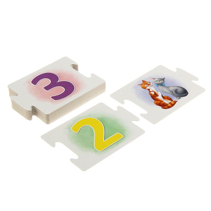 Развивающие карточки-пазлы. Пазлы. Цифры и счет, 20 карточек-пазлов