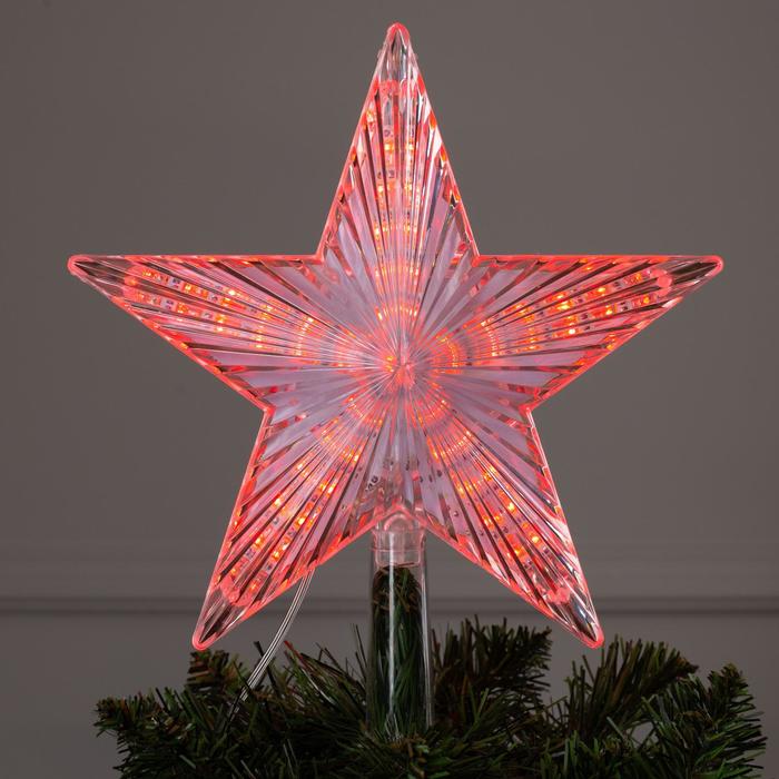 фигура звезда белая ёлочная 22х22 см пластик 30 led 240v мульти шнур 2 метра Светодиодная верхушка на ёлку «Звезда белая» 22 см, 30 LED, провод 2 метра, 220 В, свечение красное