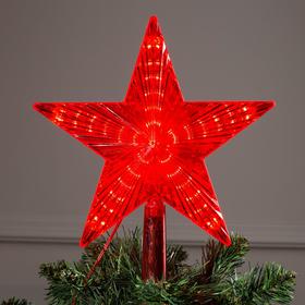 Светодиодная верхушка на ёлку «Звезда красная» 22 см, 30 LED, провод 2 метра, 220 В, свечение красное Ош