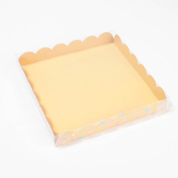 Коробка для кондитерских изделий с PVC крышкой «Стильная», 21 х 21 х 3 см