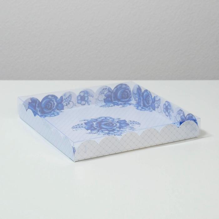 

Коробка для кондитерских изделий с PVC крышкой «Расписная», 21 × 21 × 3 см