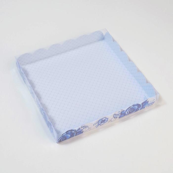 Коробка для кондитерских изделий с PVC крышкой «Расписная», 21 х 21 х 3 см