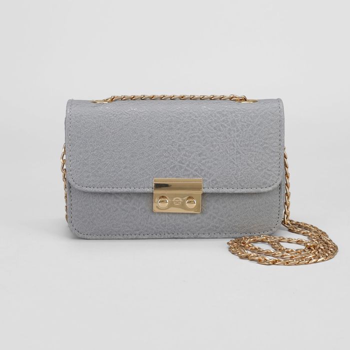 Сумка женская на клапане "Катрин", 1 отдел, регулируемый ремень, серая