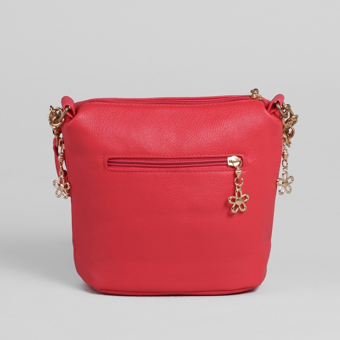 Сумка женская на молнии "Кэррел", 1 отдел, 3 наружных кармана, длинный ремень, цвет коралловый