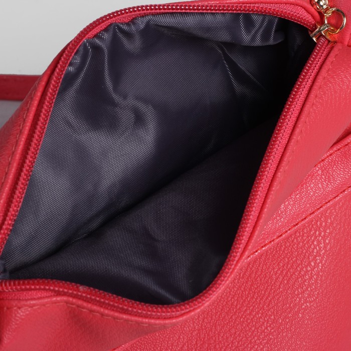 Сумка женская на молнии "Кэррел", 1 отдел, 3 наружных кармана, длинный ремень, цвет коралловый