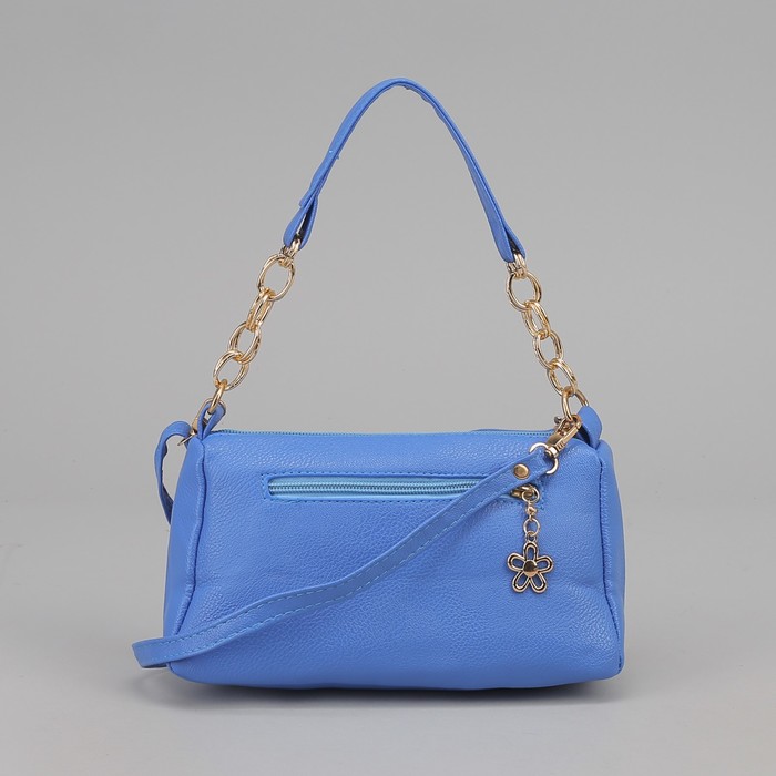 Сумка женская на молнии "Дана", 1 отдел, 2 наружных кармана, длинный ремень, голубая