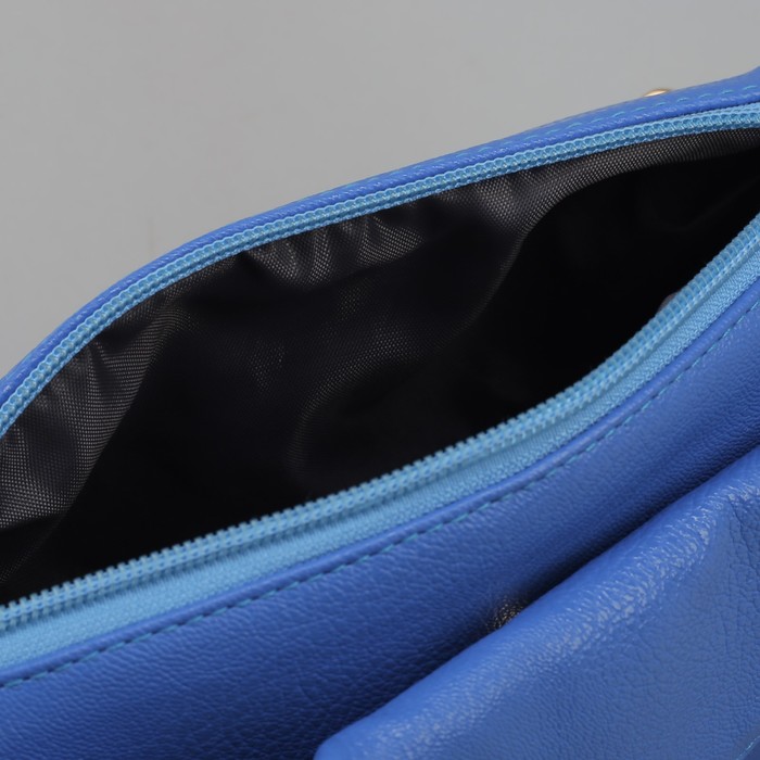 Сумка женская на молнии "Дана", 1 отдел, 2 наружных кармана, длинный ремень, голубая